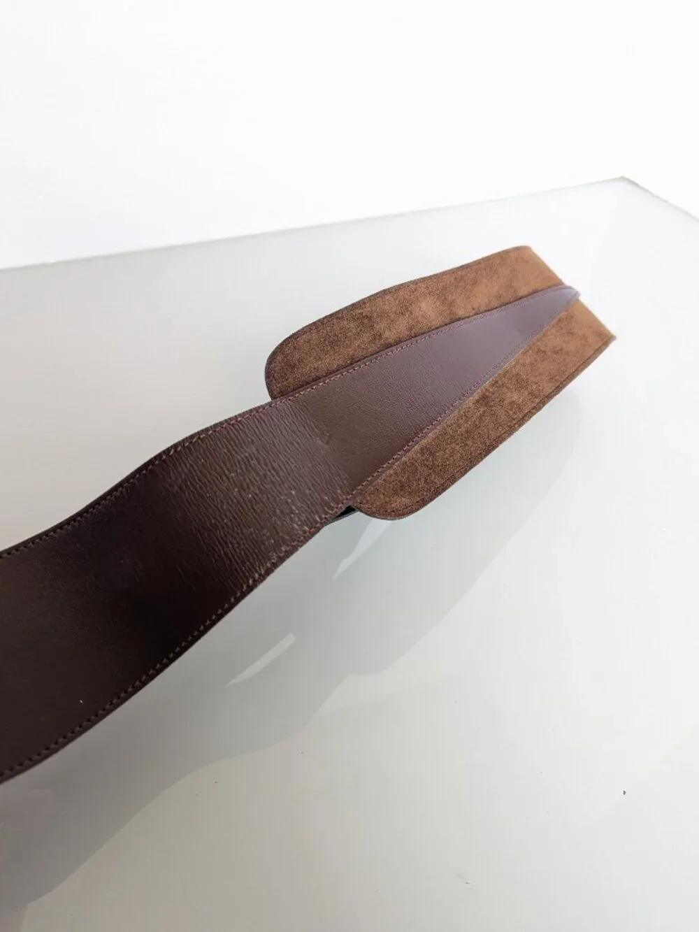 Saks Fifth Avenue Vintage Brown Suede And Leather Fashion Belt Snap Close